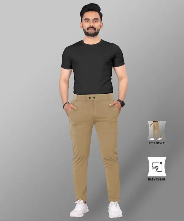 Khaki_Premium_Cotton_Blend_Casual_Trousers_For_Men
