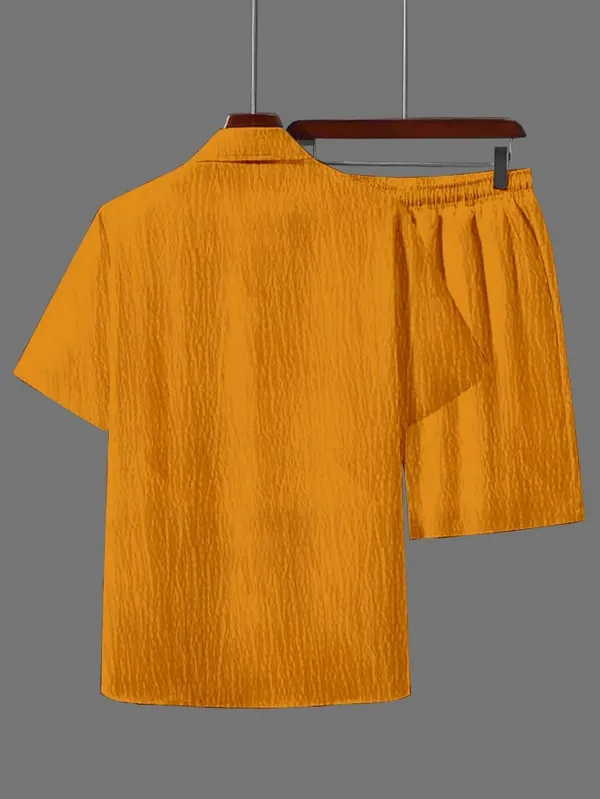 Yellow_Premium_Cotton_Shirt_&_Shorts_Set_For_Men