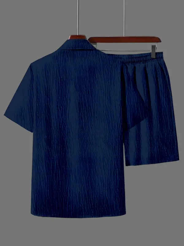 Blue_Premium_Cotton_Shirt_&_Shorts_Set_For_Men