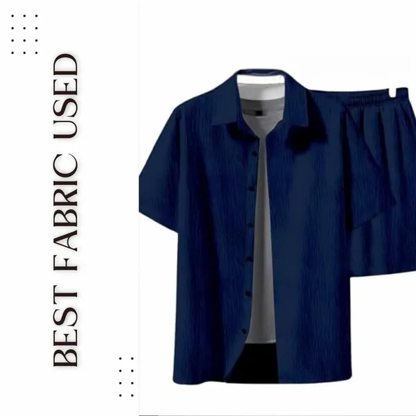 Blue_Premium_Cotton_Shirt_&_Shorts_Set_For_Men