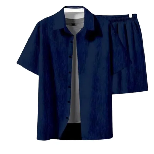 Blue_Premium_Cotton_Shirt_&_Shorts_Set_For_Men