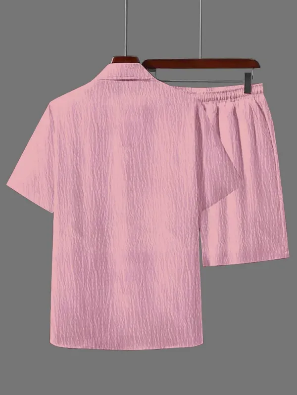 Pink_Premium_Cotton_Shirt_&_Shorts_Set_For_Men
