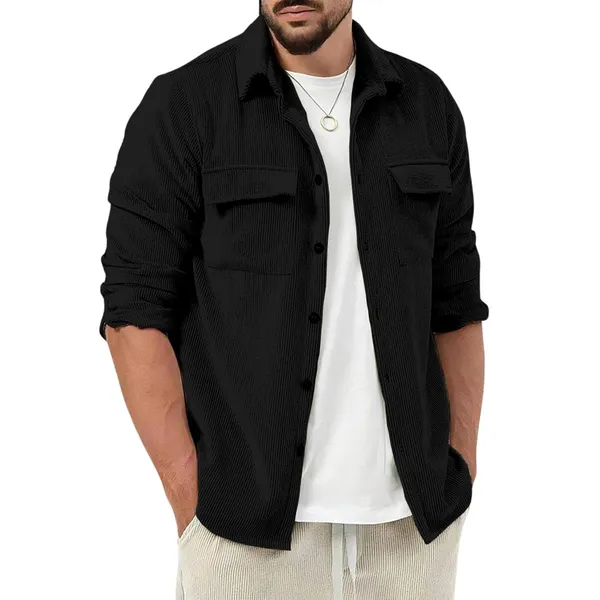 Black_Premium_Corduroy_Striped_Shirt_For_Men