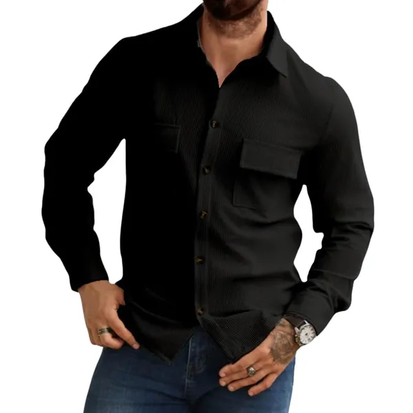 Black_Premium_Corduroy_Striped_Shirt_For_Men