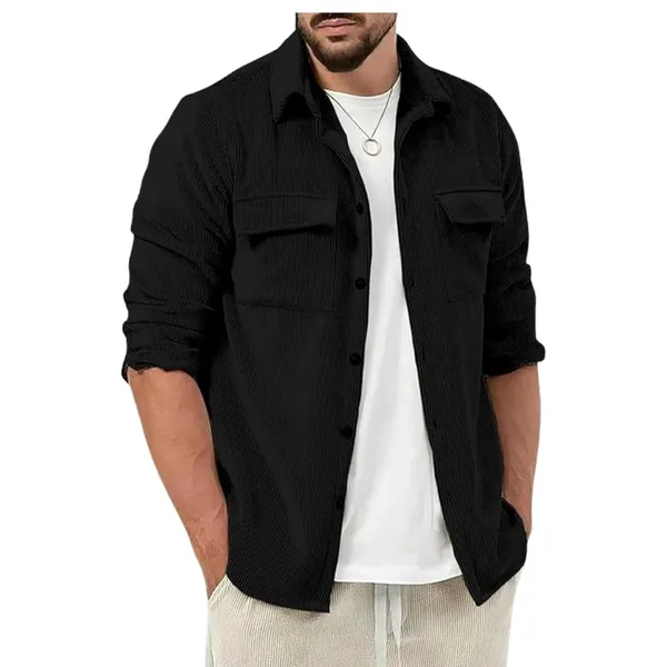 Black_Premium_Corduroy_Striped_Shirt_For_Men
