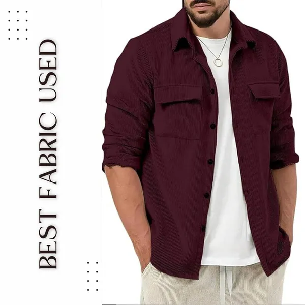 Maroon_Premium_Corduroy_Striped_Shirt_For_Men