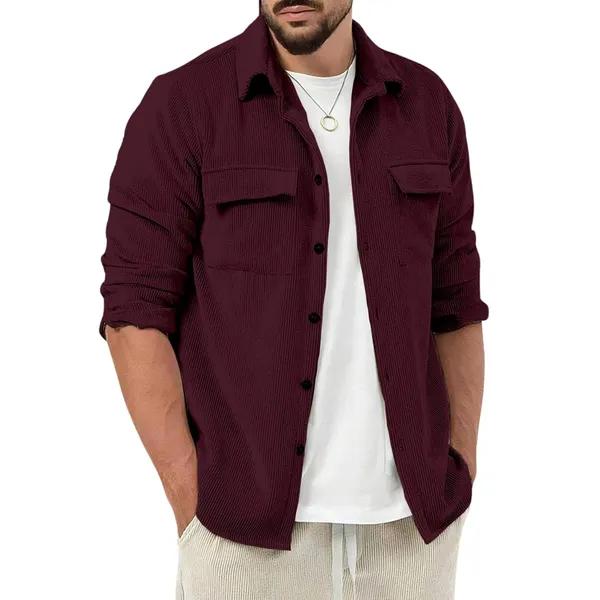 Maroon_Premium_Corduroy_Striped_Shirt_For_Men