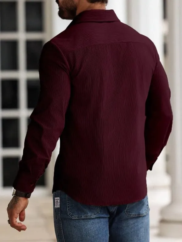 Maroon_Premium_Corduroy_Striped_Shirt_For_Men