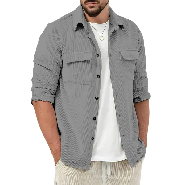 Grey_Premium_Corduroy_Shirt_For_Men