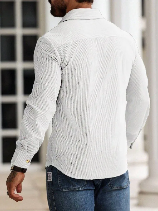 White_Premium_Corduroy_Striped_Shirt_For_Men