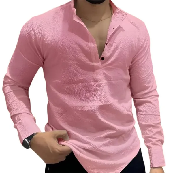 Pink_Premium_Cotton_Blend_Kurta_Shirt_For_Men