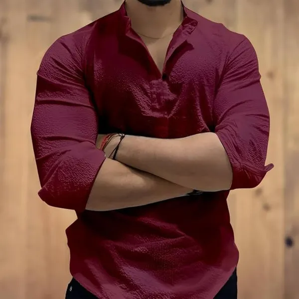 Maroon_Premium_Cotton_Blend_Kurta_Shirt_For_Men