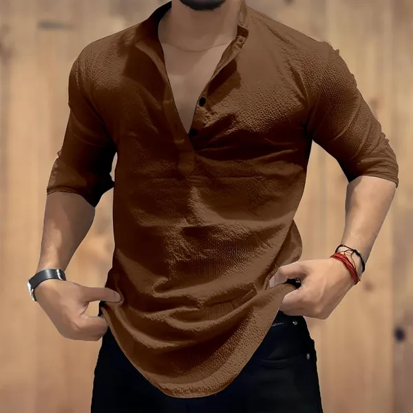 Coffee_Premium_Cotton_Blend_Kurta_Shirt_For_Men
