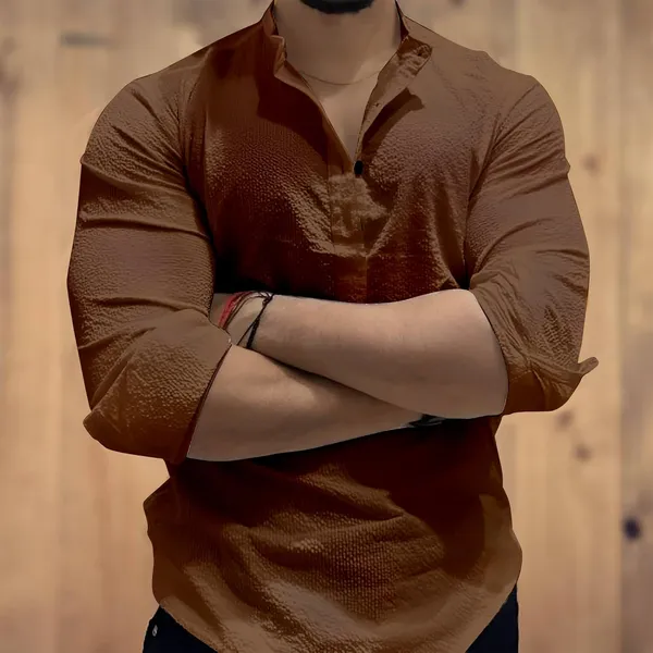 Coffee_Premium_Cotton_Blend_Kurta_Shirt_For_Men