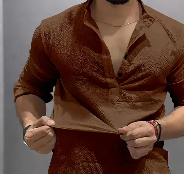 Coffee_Premium_Cotton_Blend_Kurta_Shirt_For_Men