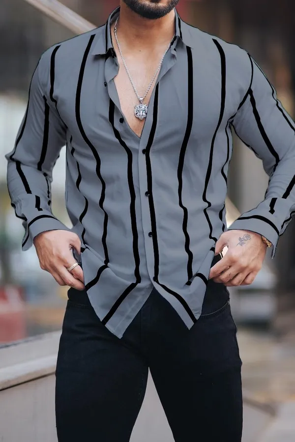 Grey_Premium_Lycra_Blend_Striped_Shirt_For_Men