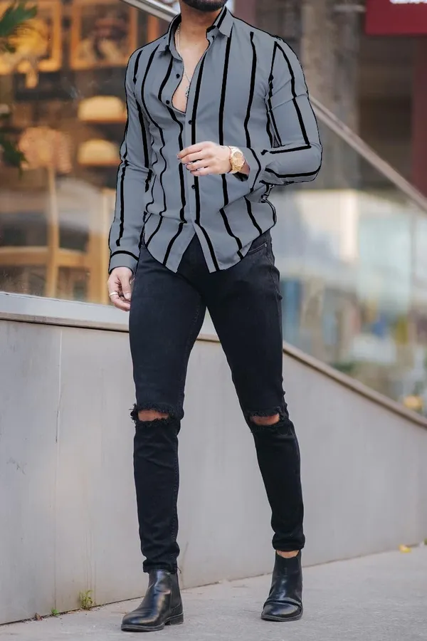 Grey_Premium_Lycra_Blend_Striped_Shirt_For_Men