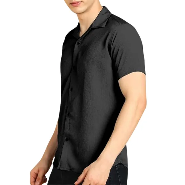 Black_Premium_Cotton_Blend_Half_Sleeve_Casual_Shirt_For_Men