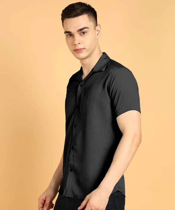 Black_Premium_Cotton_Blend_Half_Sleeve_Casual_Shirt_For_Men