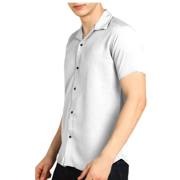 White_Premium_Cotton_Blend_Casual_Shirt_For_Men