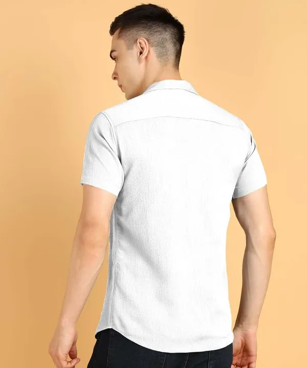 White_Premium_Cotton_Blend_Casual_Shirt_For_Men