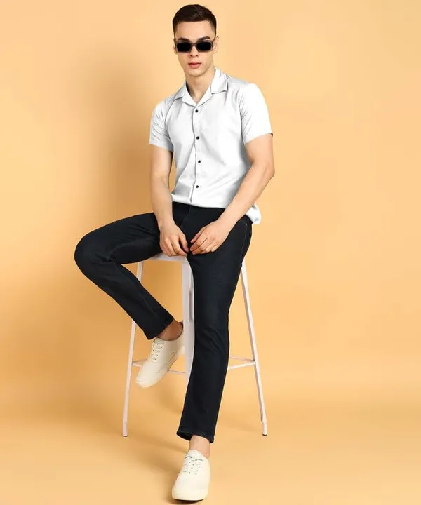 White_Premium_Cotton_Blend_Casual_Shirt_For_Men