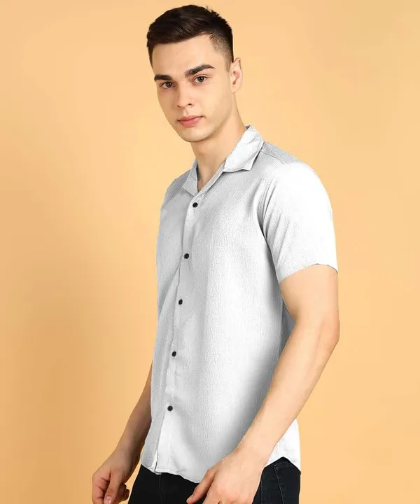White_Premium_Cotton_Blend_Casual_Shirt_For_Men