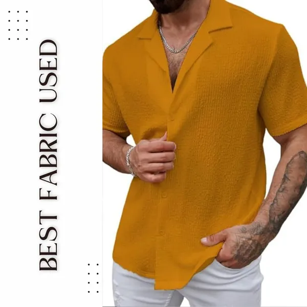 Yellow_Premium_Cotton_Blend_Casual_Shirt_For_Men