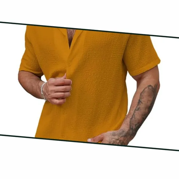 Yellow_Premium_Cotton_Blend_Casual_Shirt_For_Men