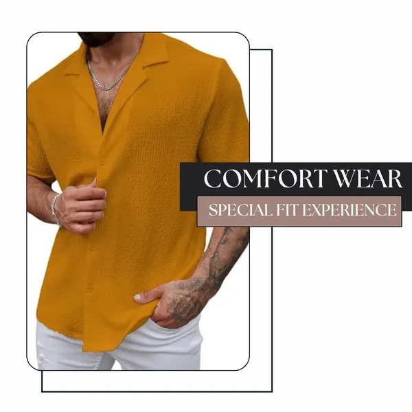 Yellow_Premium_Cotton_Blend_Casual_Shirt_For_Men