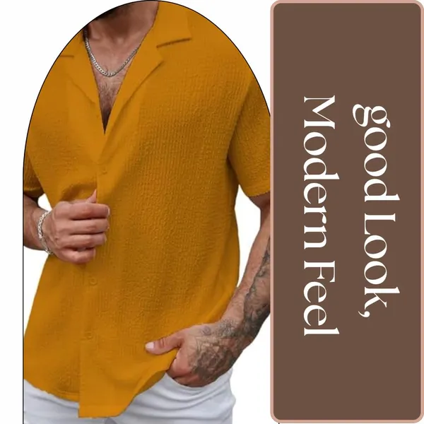 Yellow_Premium_Cotton_Blend_Casual_Shirt_For_Men