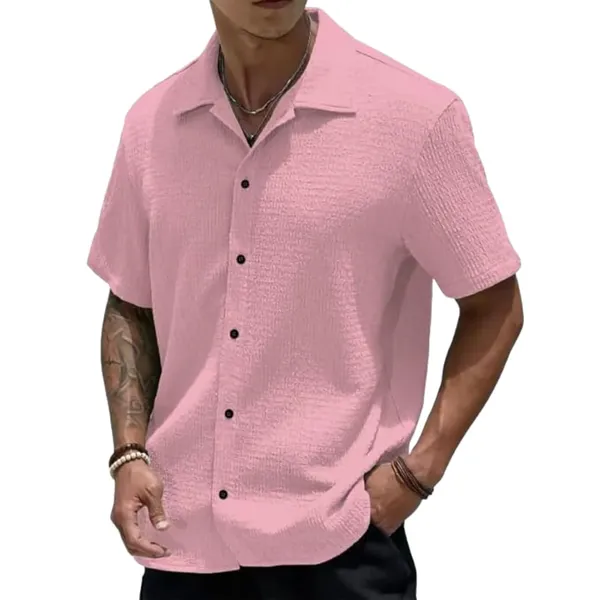 Pink_Premium_Poly_Cotton_Casual_Shirt_For_Men