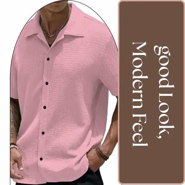 Pink_Premium_Poly_Cotton_Casual_Shirt_For_Men