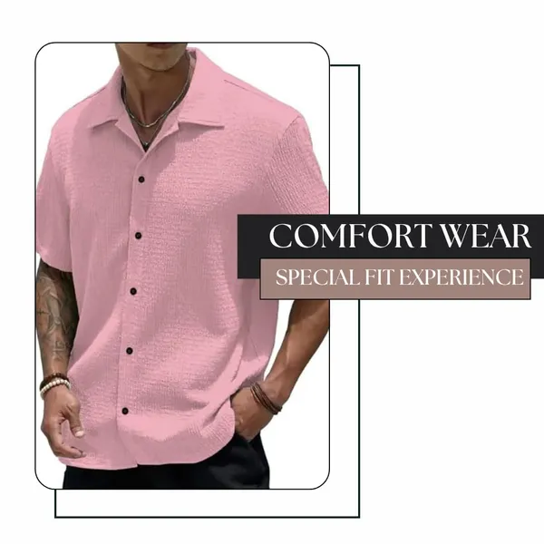 Pink_Premium_Poly_Cotton_Casual_Shirt_For_Men