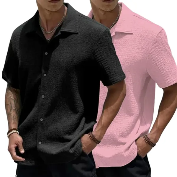 Black_&_Pink_Premium_Poly_Cotton_Casual_Shirt_For_Men_(Pack_Of_2)