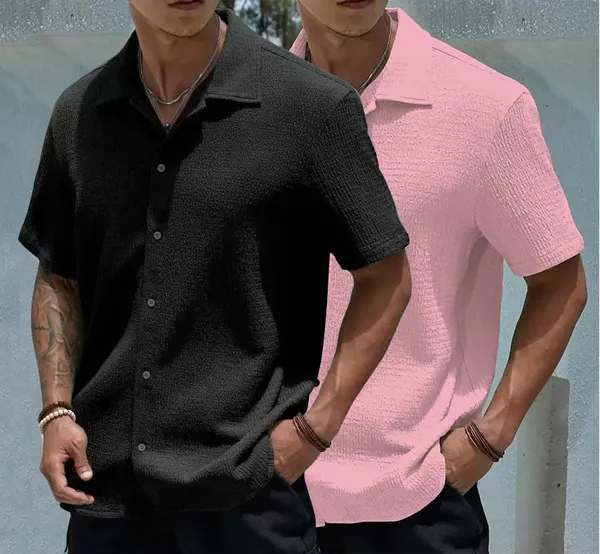 Black_&_Pink_Premium_Poly_Cotton_Casual_Shirt_For_Men_(Pack_Of_2)