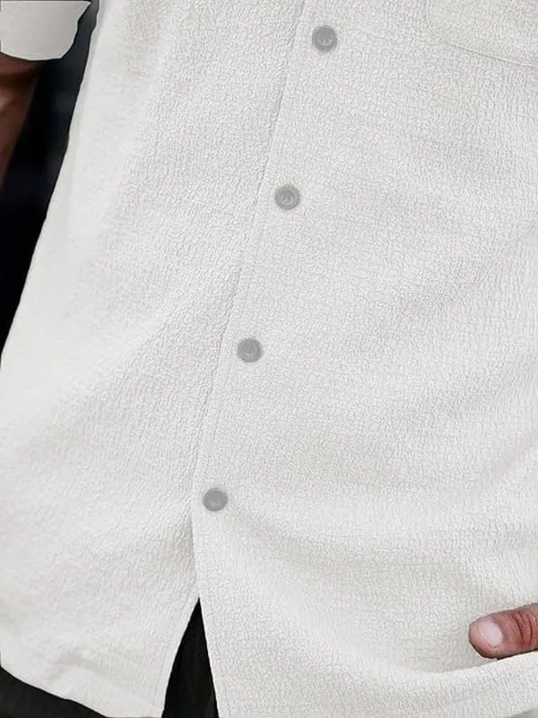 White_Premium_Poly_Cotton_Half_Sleeve_Casual_Shirt_For_Men