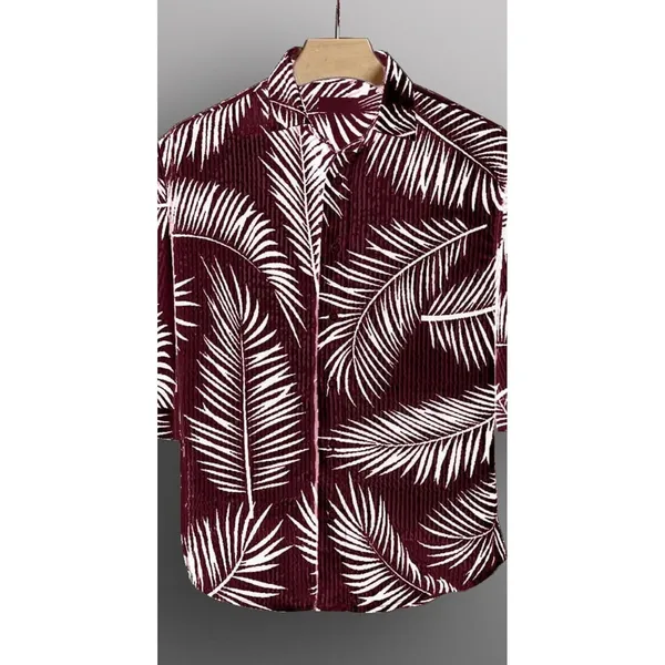 Maroon_Premium_Corduroy_Printed_Shirt_For_Men