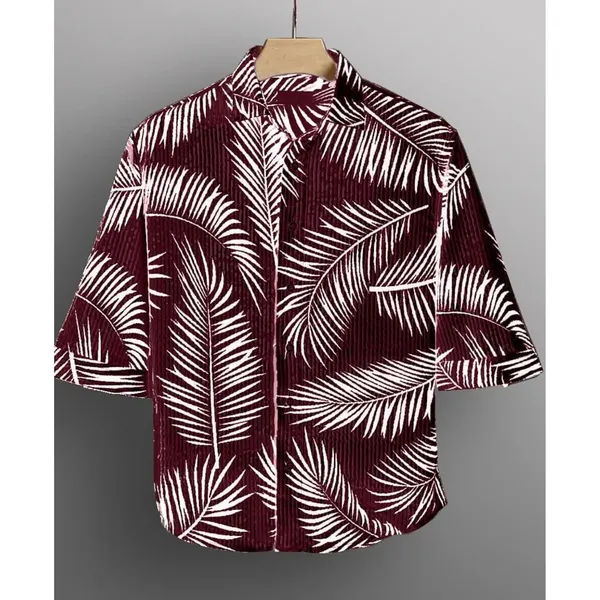 Maroon_Premium_Corduroy_Printed_Shirt_For_Men