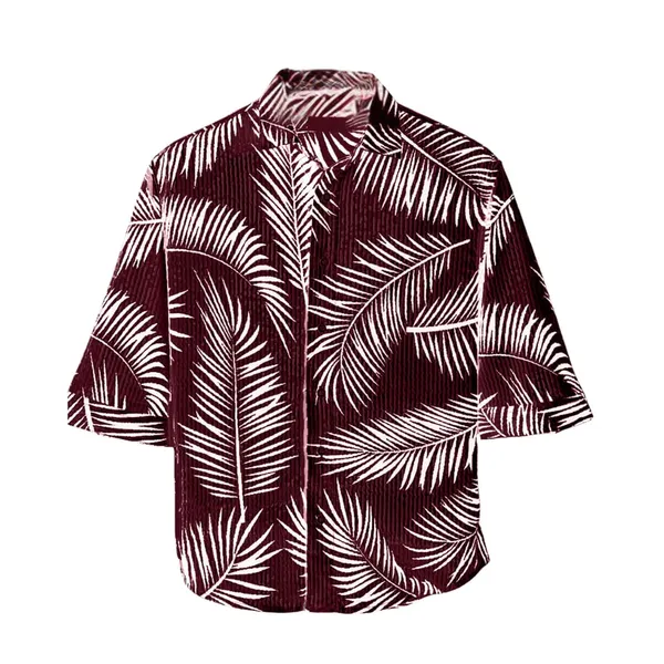 Maroon_Premium_Corduroy_Printed_Shirt_For_Men