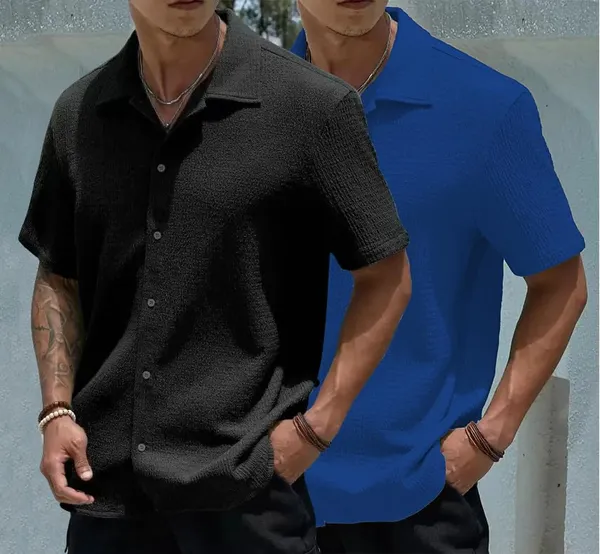 Black_&_Blue_Premium_Poly_Cotton_Casual_Shirt_For_Men_(Pack_Of_2)