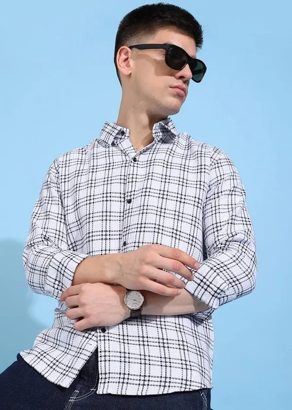 Sky_Blue_Premium_Poly_Cotton_Checkered_Shirt_For_Men