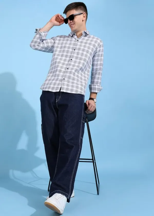 Sky_Blue_Premium_Poly_Cotton_Checkered_Shirt_For_Men