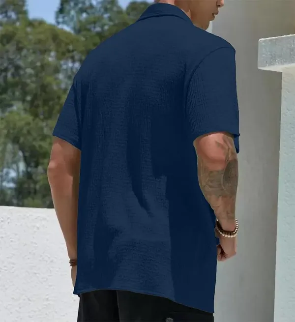 Blue_Premium_Poly_Cotton_Casual_Shirt_For_Men