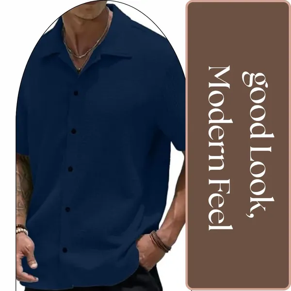 Blue_Premium_Poly_Cotton_Casual_Shirt_For_Men