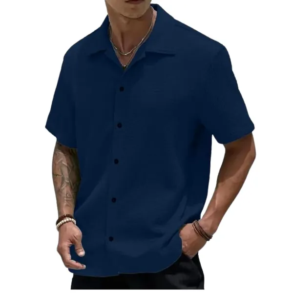 Blue_Premium_Poly_Cotton_Casual_Shirt_For_Men