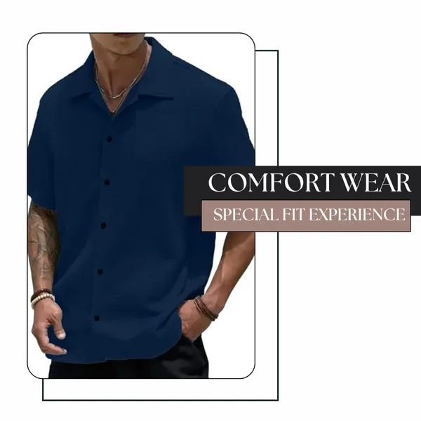 Blue_Premium_Poly_Cotton_Casual_Shirt_For_Men
