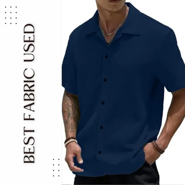 Blue_Premium_Poly_Cotton_Casual_Shirt_For_Men