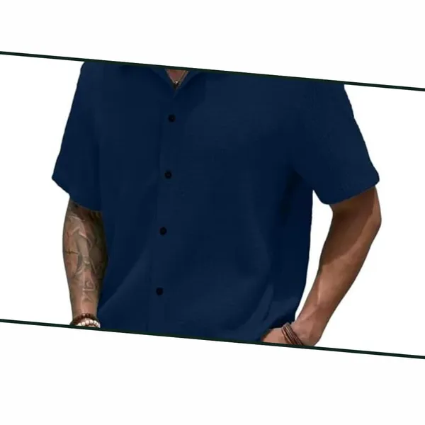 Blue_Premium_Poly_Cotton_Casual_Shirt_For_Men
