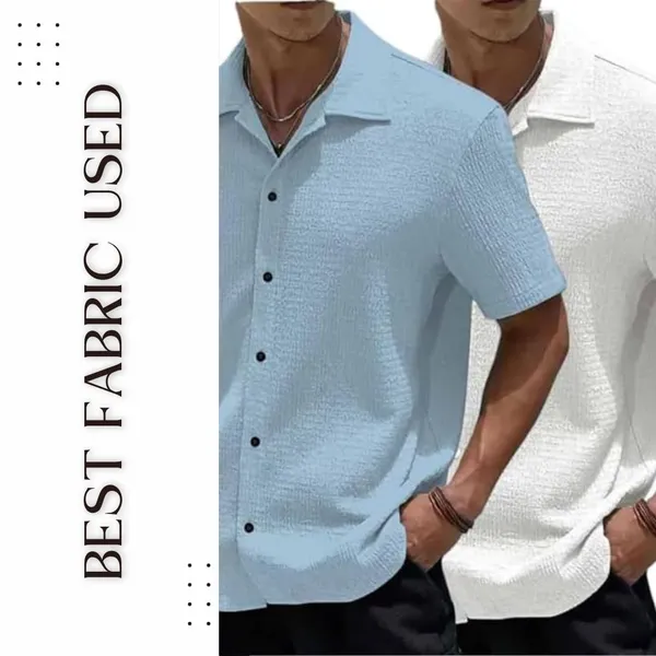 Light_Blue_&_White_Premium_Poly_Cotton_Casual_Shirt_For_Men_(Pack_Of_2)